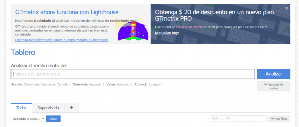 gtmetrix test de velocidad de páginas web